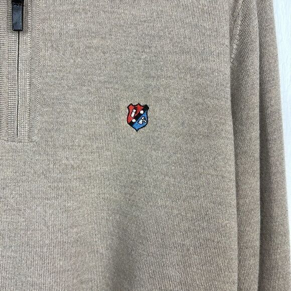 Fairway & Greene Beige Italian Merino Wool 1/4 Zip Sweater Size S - Picture 2 of 10